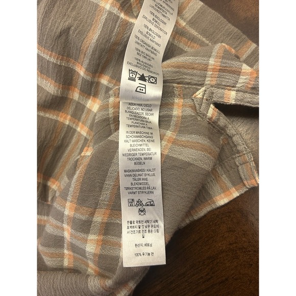 Patagonia Organic Cotton Shirt Men's Medium Button Up Short Sleeve Tan Plaid - Picture 8 of 8